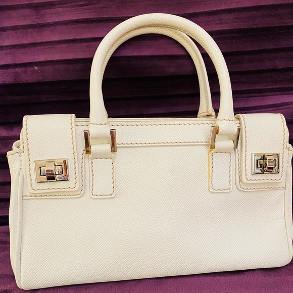 Rare White Leather Handbag - Picture 1 of 5